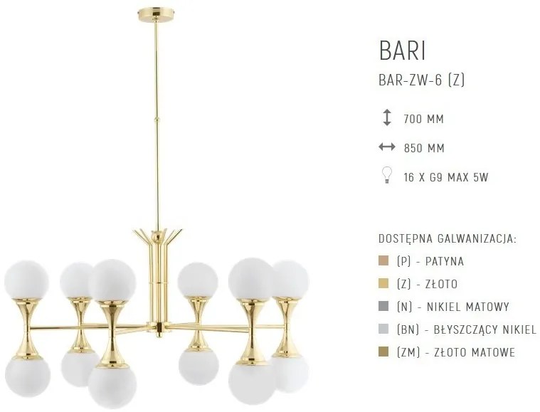 Candelabru cu 6 brate design LUX realizat manual BARI