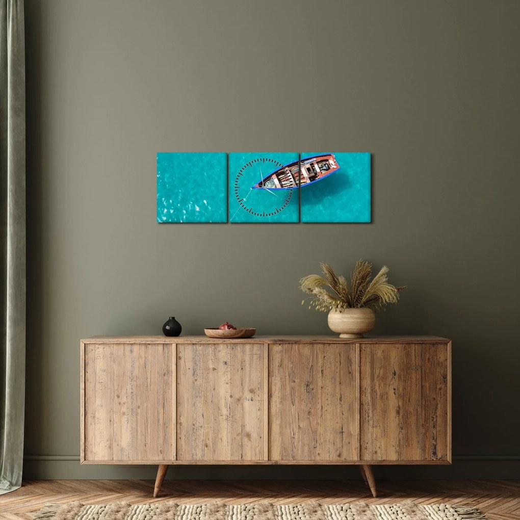 Tablou - Barcă de pescuit tradițională (cu ceas) (90x30 cm)
