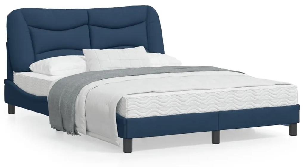 3213703 vidaXL Cadru de pat cu lumini LED, albastru, 140x190 cm, textil
