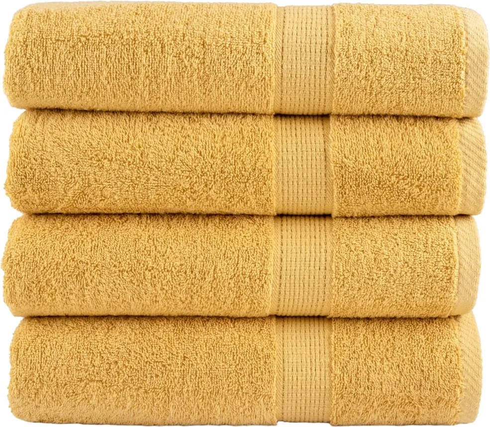 vidaXL Prosoape de duș premium, SOLUND 4 buc auriu 70x140cm 600 gsm