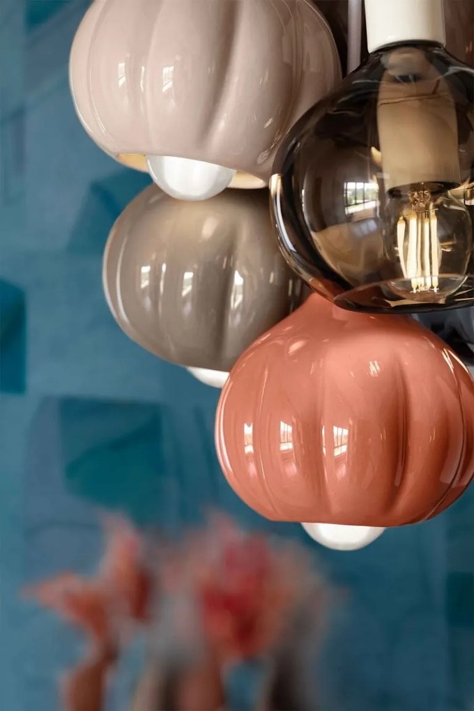 Lustra cu 6 pendule design italian realizat manual din ceramica si sticla AFOXÉ Mix
