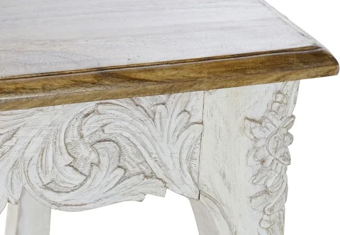 Masa din lemn de mango , sculptata manual " White aged "
