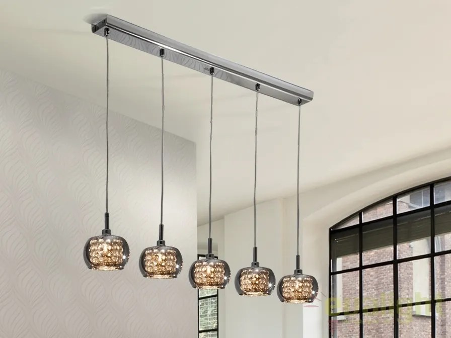 Lustra LED moderna cu 5 pendule diam.L-105cm, H-130cm, ARIAN SV-193539