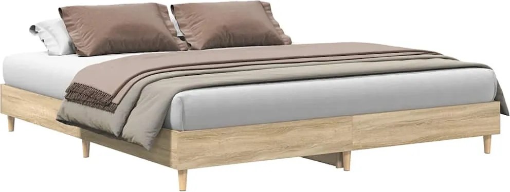 vidaXL Cadru pat fără saltea stejar sonoma, 160x200 cm, lemn prelucrat