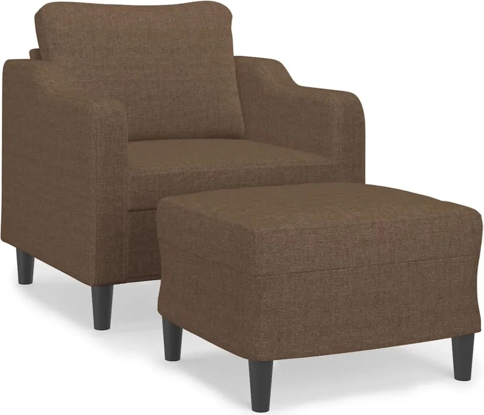 vidaXL Fotoliu canapea cu taburet, maro, 60 cm, material textil