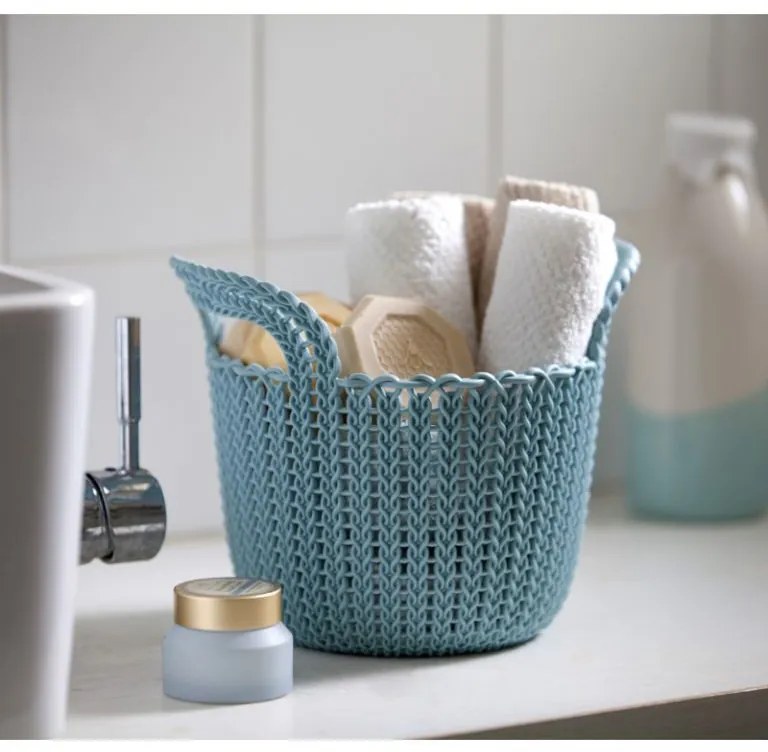Coș rotund TRICOT 3L - CURVER albastru deschis