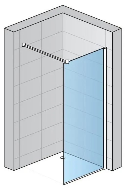 Paravan dus sticla walk-in 100x200 cm cu cadru metalic crom Sanswiss Easy 1000x2000 mm