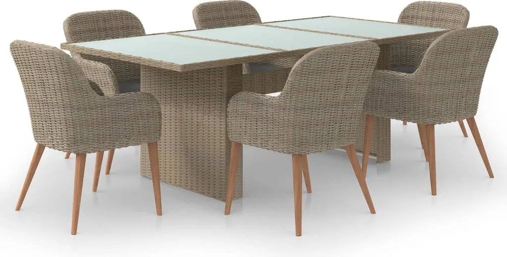 vidaXL Set mobilier de grădină, 7 piese, poliratan