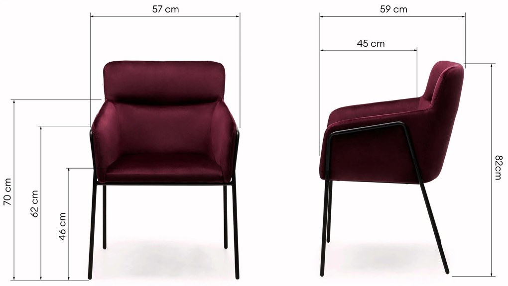 Fotoliu design bordo HELSINKI VELVET