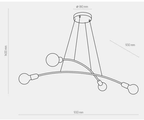 Lustră pe cablu HELIX 4xE27/60W/230V aurie