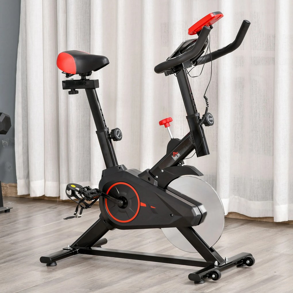HOMCOM Bicicleta pentru Antrenament Aerobica cu Display LCD, Negru si Rosu | Aosom Romania