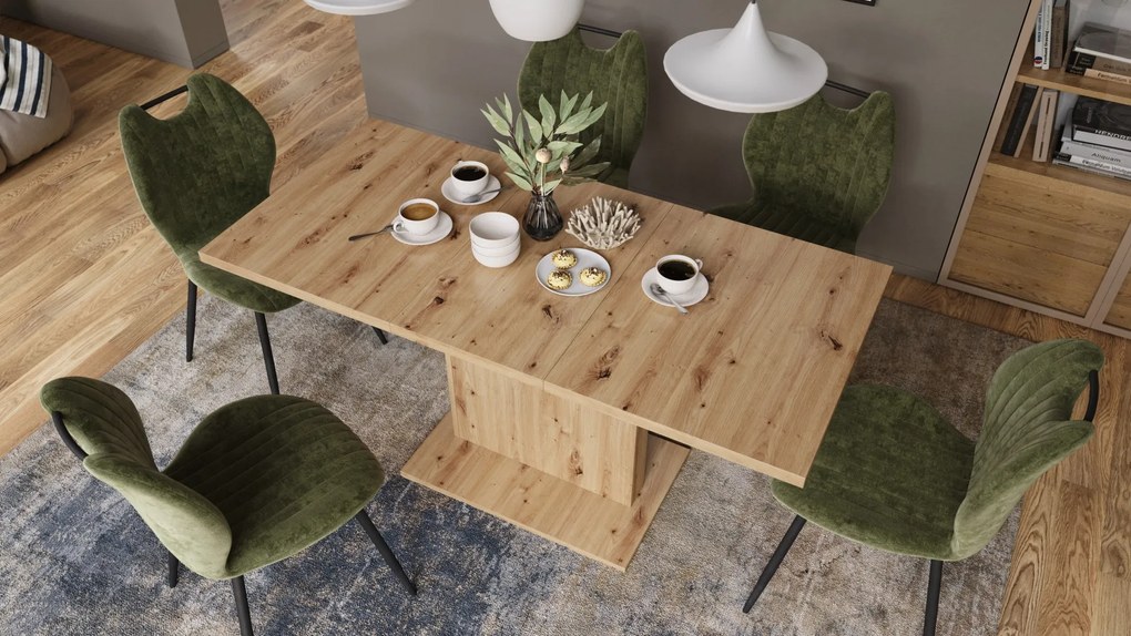 Mazzoni ASTON MINI Stejar Artisan - MĂSUȚĂ DE CAFEA MODERNĂ EXTENSIBILĂ REGLABILĂ PE ÎNĂLȚIME MASĂ TRANSFORMABILĂ