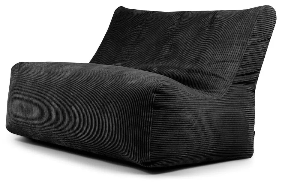 Fotoliu bean bag negru cu tapițerie din catifea reiată Sofa Seat Lounge – SLOWDOWN