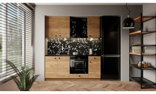 Set bucătărie CLAIRE, 180 cm, stejar craft