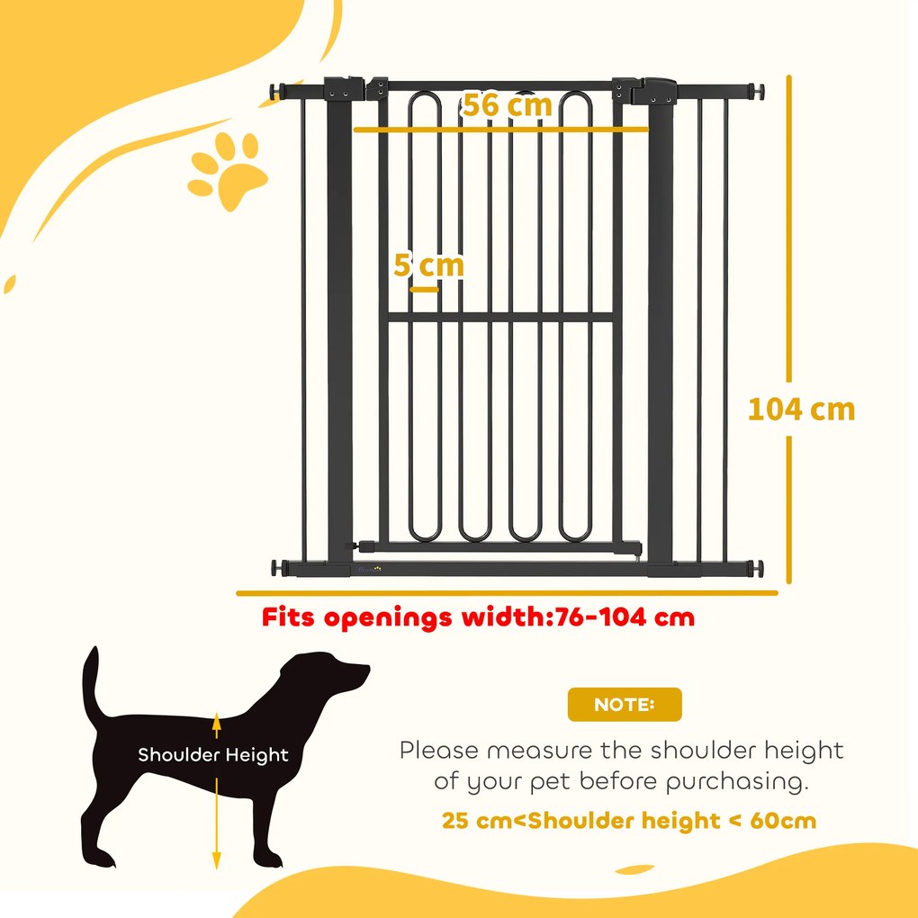 PawHut Grilaj protecție ușă pentru câini, 76-104 cm barieră fără găurire, grilaj scări | Aosom Romania