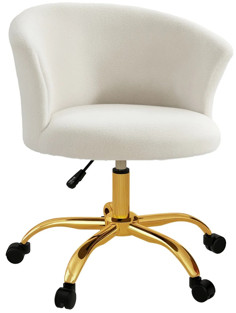 Vinsetto Scaun de birou, fotoliu de birou ergonomic reglabil în înălțime, șezut confortabil pivotant, picioare din oțel alb | Aosom Romania