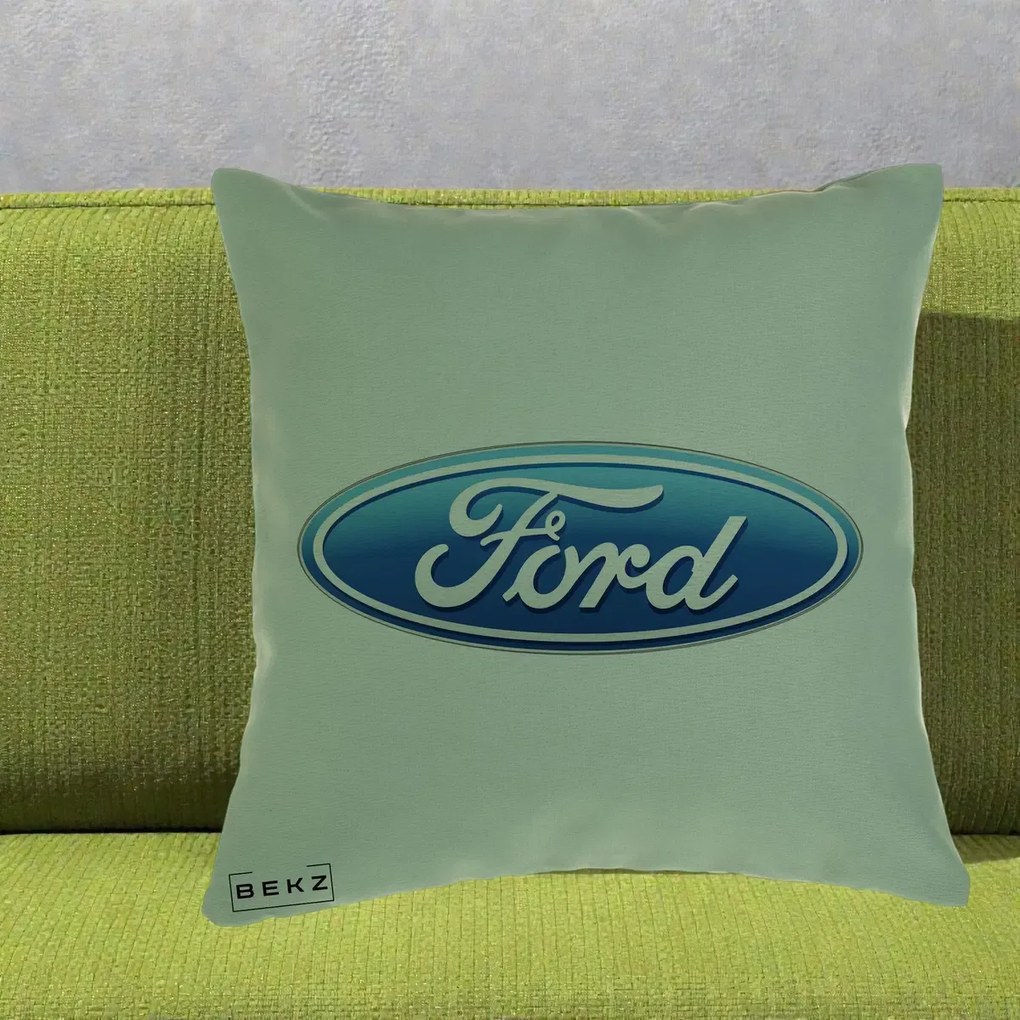 Perna Personalizata cu emblema Ford, 40x40 cm, Verde, Husa Detasabila, Perna Inclusa, BEKZ®