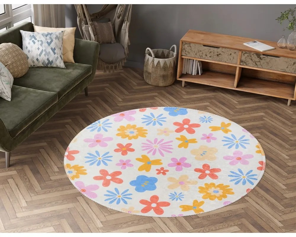 Covor pentru copii lavabil ø100 cm Joyfull Garden – Vitaus