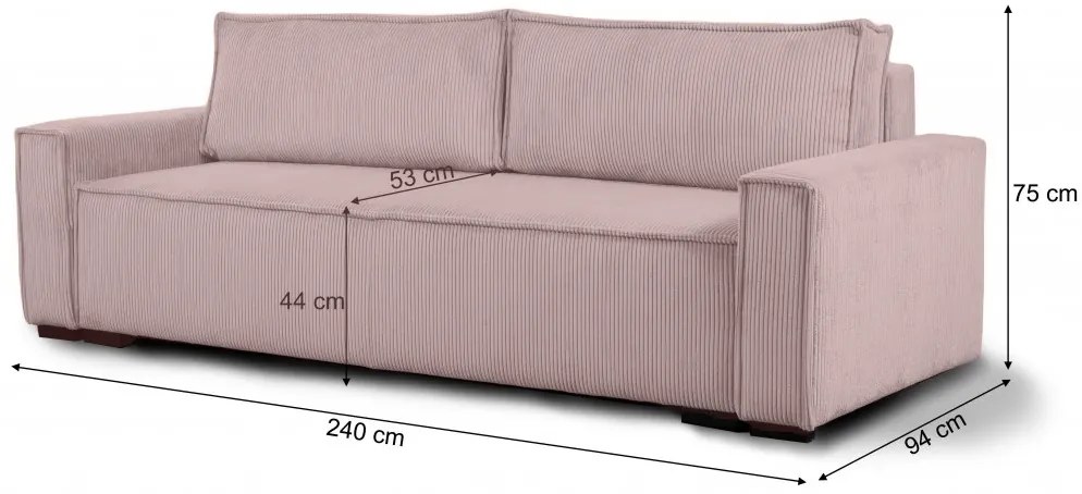 Canapea extensibila cu trei locuri roz deschis SMART