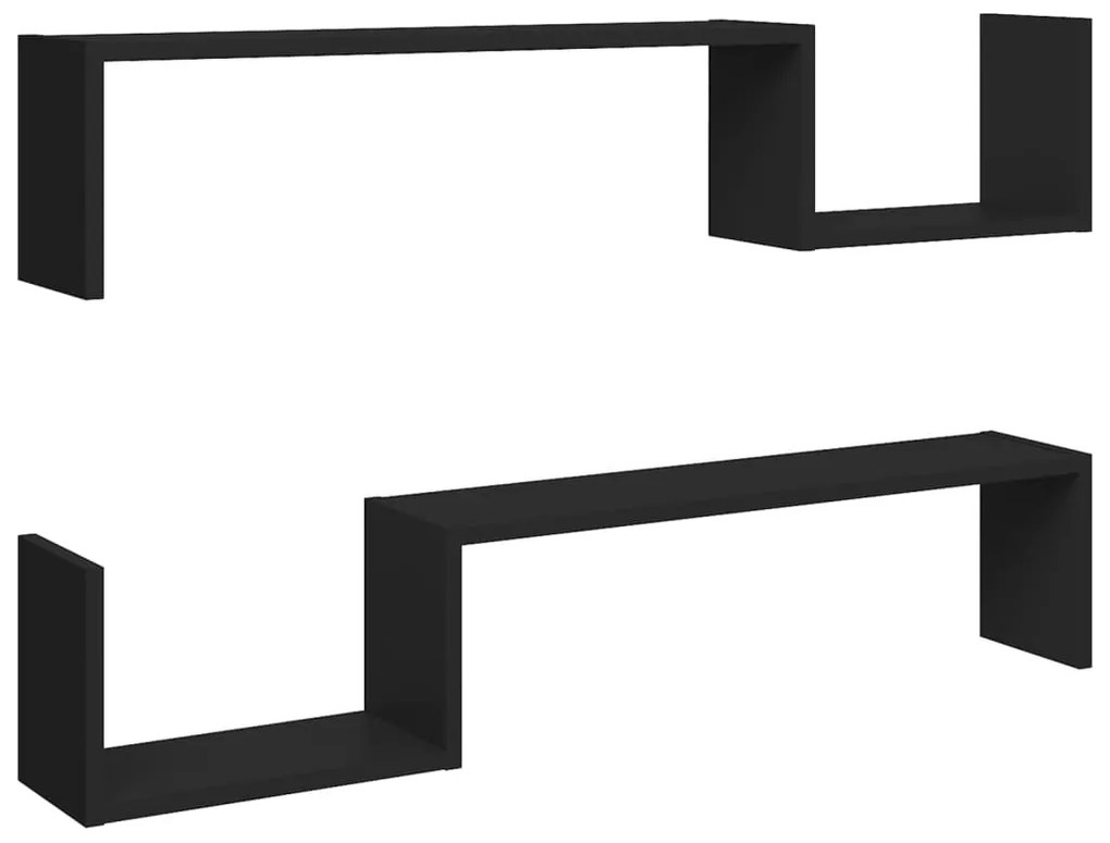 Rafturi de perete, 2 buc., negru, 100x15x20 cm, PAL 2, Negru