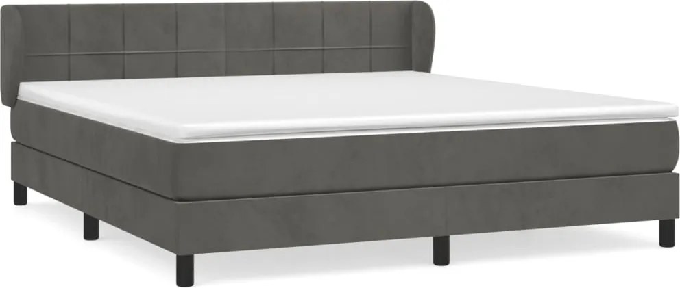 vidaXL Pat box spring cu saltea, gri închis, 180x200 cm, catifea