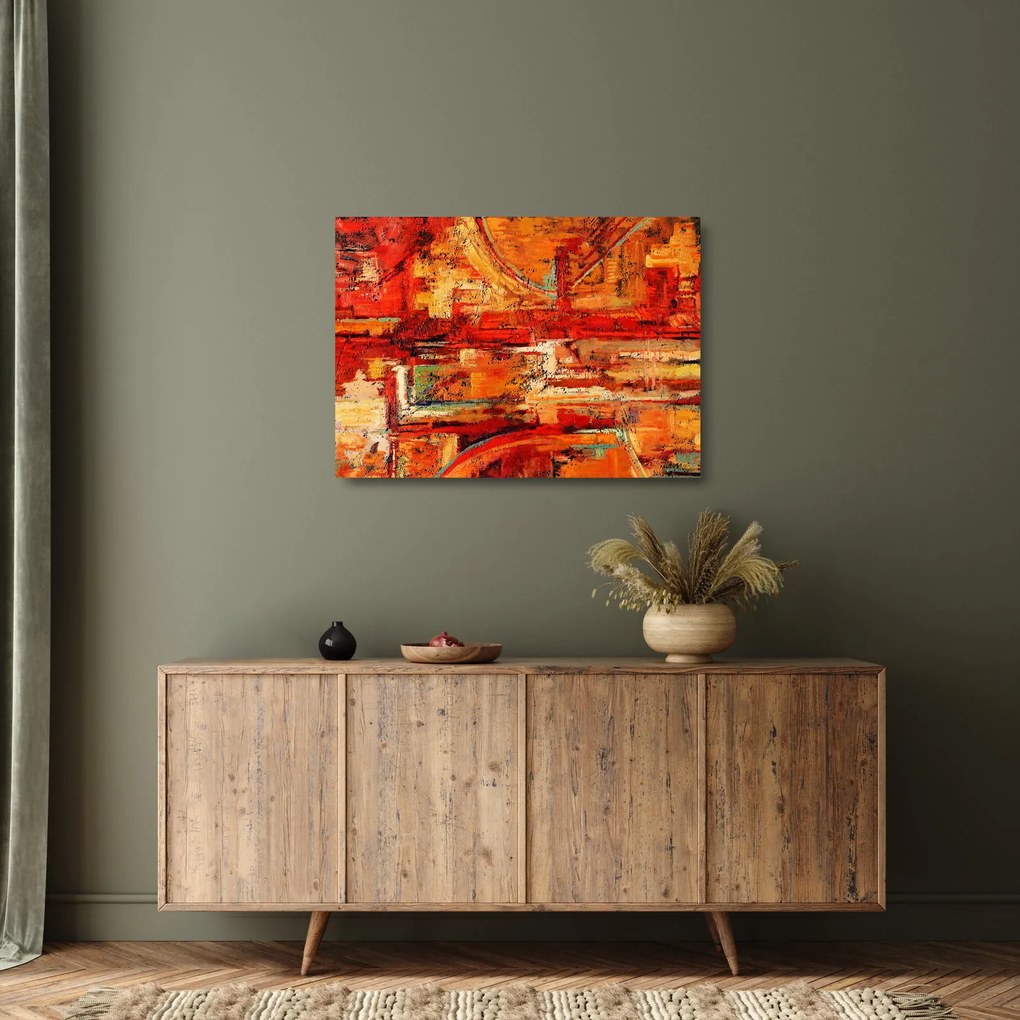 Tablou pe sticlă cu pictură pe pereți (70x50 cm)