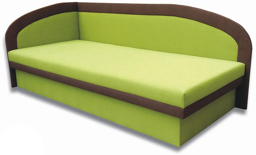 Pat de o persoană (canapea) 90 cm Melvin (Devon 001 verde + Devon 009 maro) (S). 793137