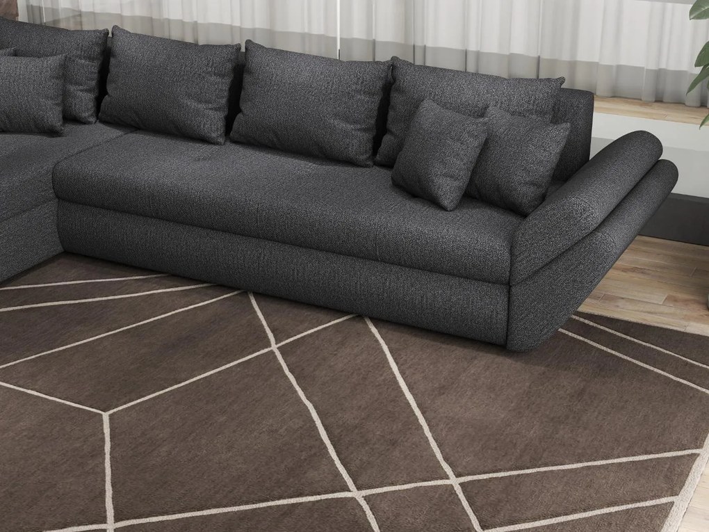 Colțar extensibil dumonde cu ladă de depozitare si sezut confortabil din spuma high-density, Loana XL Enjoy Grafit 335x185 cm