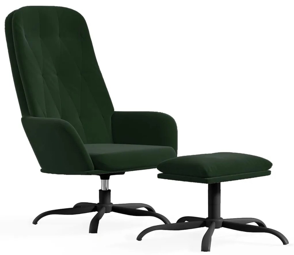 3097632 vidaXL Scaun de relaxare cu taburet, verde închis, catifea