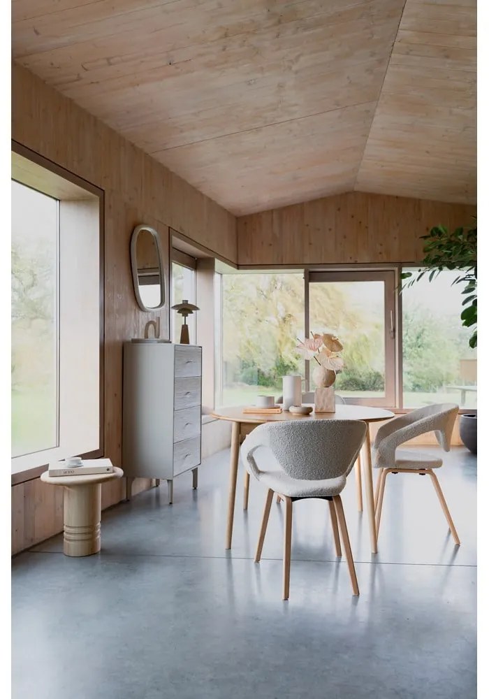 Masă de dining rotundă extensibilă cu blat cu aspect de lemn de stejar cu blat suplimentar ø 120 cm Twist – Zuiver