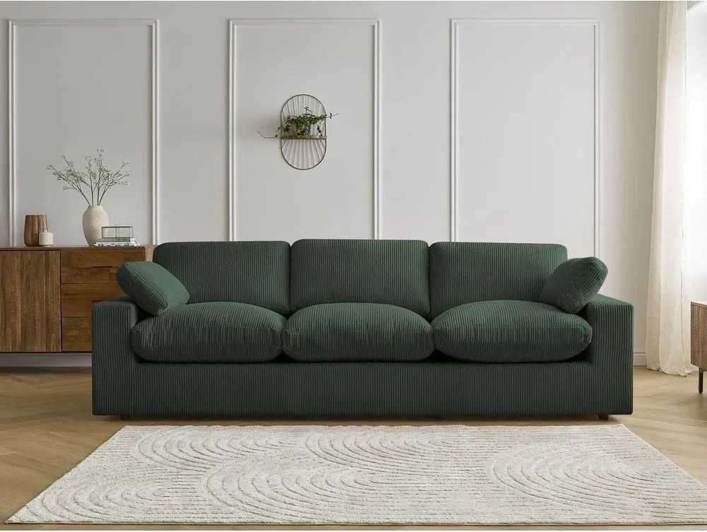 Canapea verde cu tapițerie din catifea reiată 250 cm Belair – Bobochic Paris