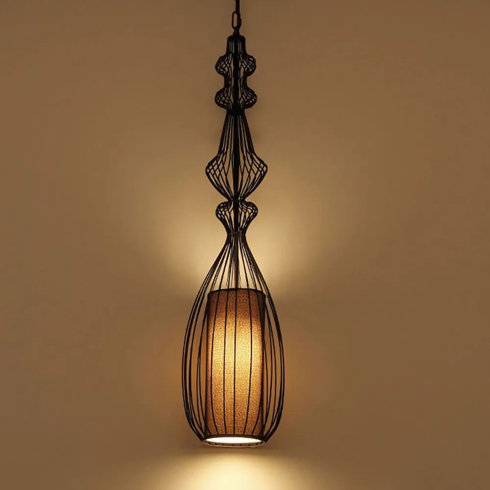 Pendul Irma 19x19x90 cm, e27, 40 w, abajur textil, metal, negru