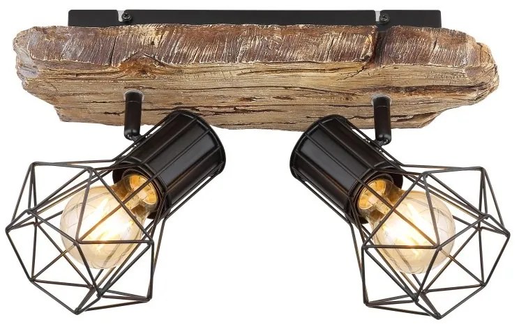 Aplica de perete / tavan cu 2 spoturi design industrial PRISKA negru