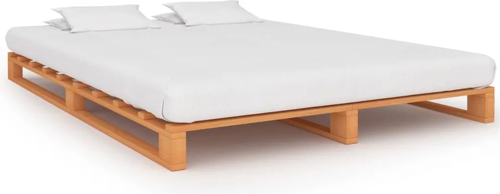 vidaXL Cadru de pat din paleți, maro, 120x200 cm, lemn masiv pin