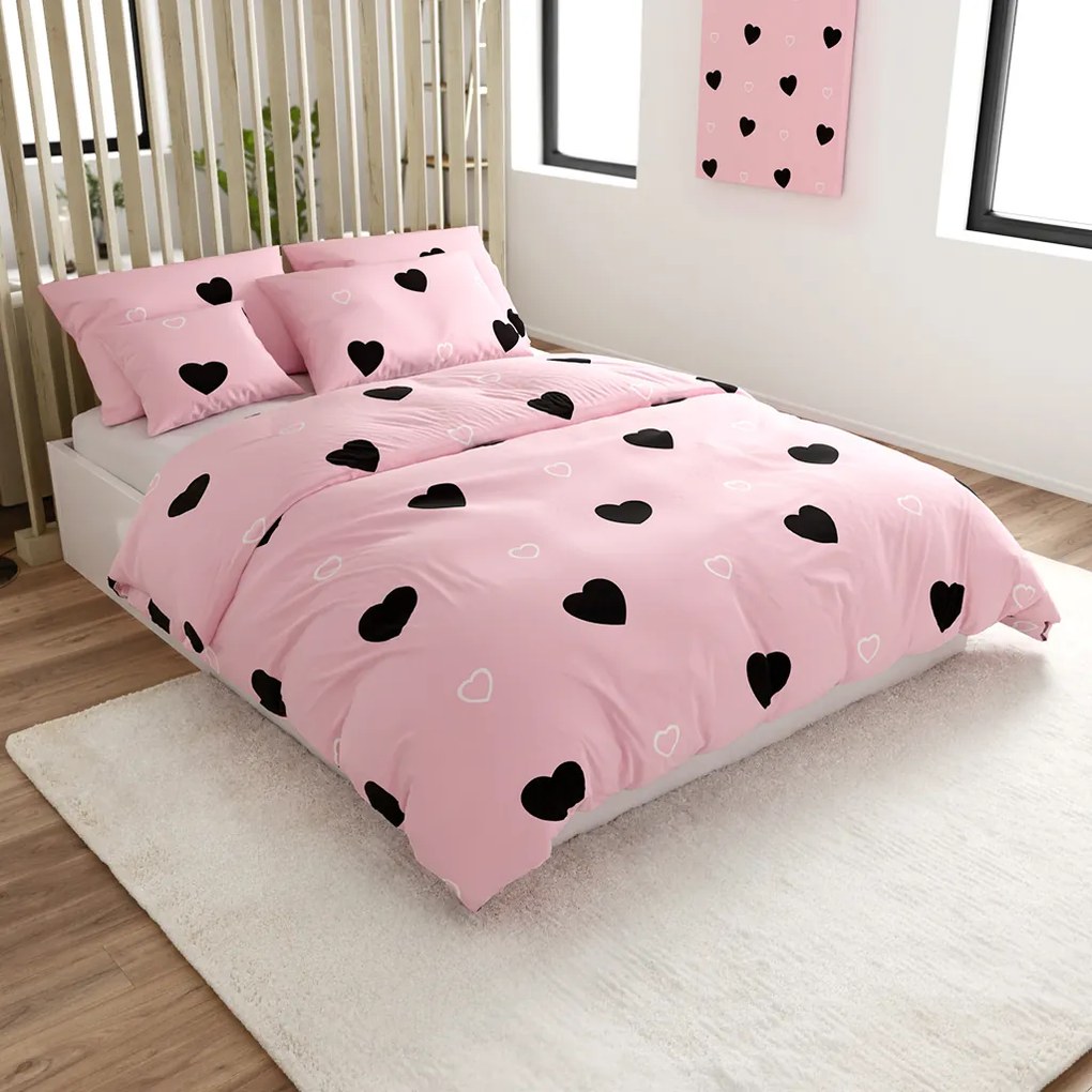 Lenjerie de pat din bumbac CORAZON BLEND roz Dimensiune lenjerie de pat: 70 x 90 cm | 140 x 200 cm