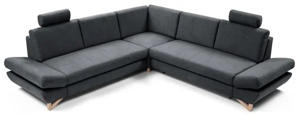 Colțar extensibil tapițat AVESTA, cu spațiu de depozitare, în formă de L, antracit