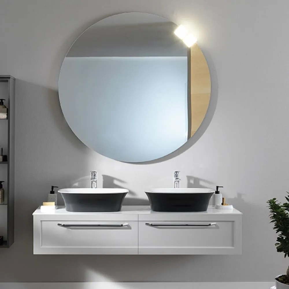 Dulap baie suspendat KolpaSan Blanche, 150 cm, pentru lavoar pe blat, alb Alb