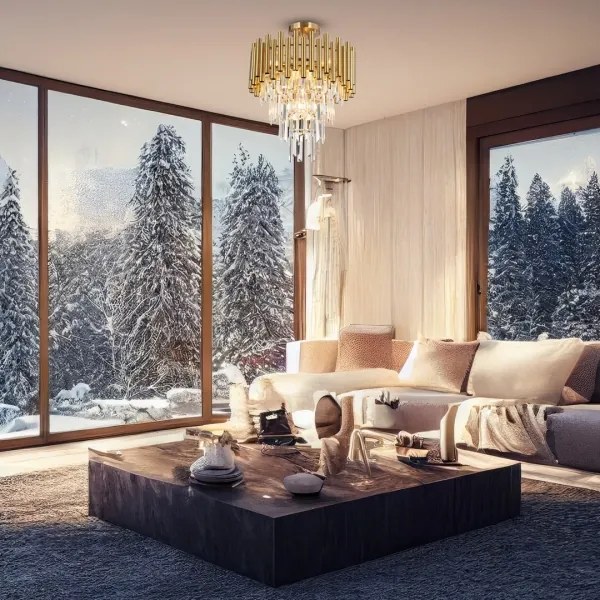 Lustră pe tijă MADISON 9xE14/40W/230V auriu