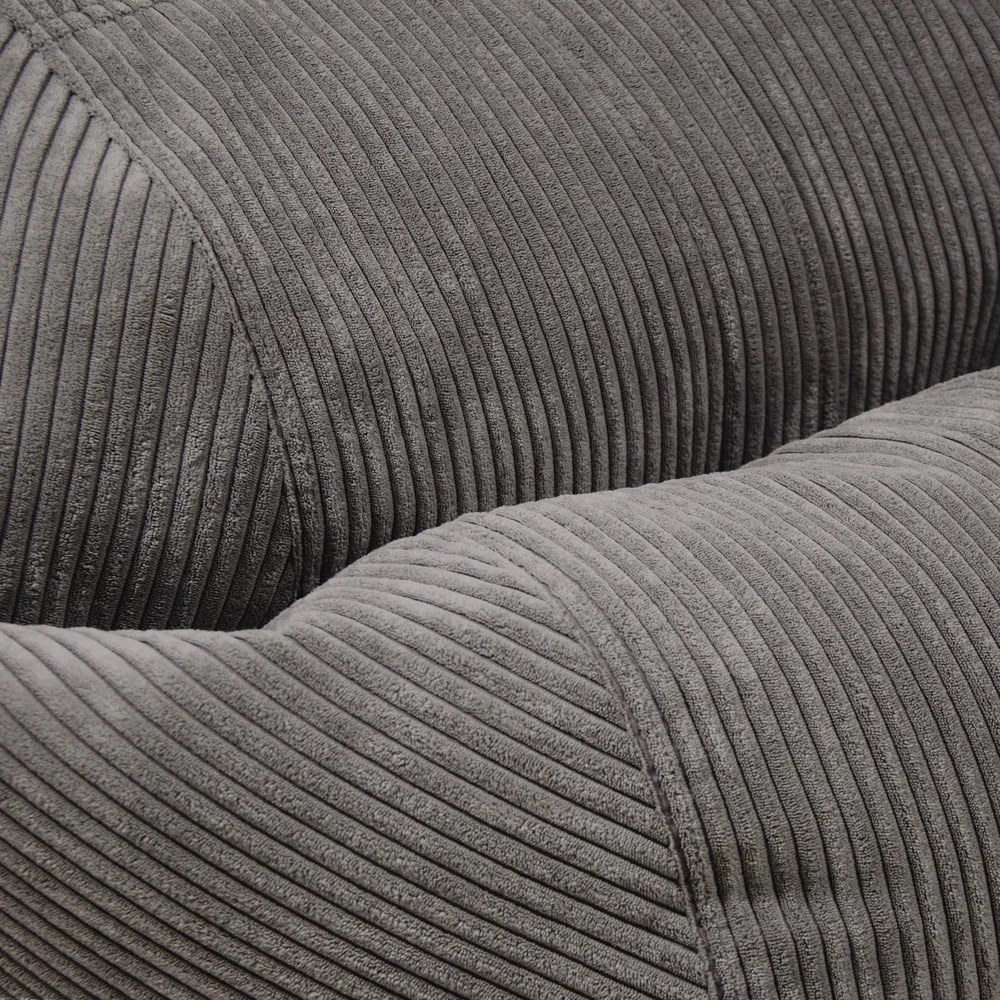 Fotoliu puf pentru copii albastru cu tapițerie din catifea reiată Roll 80 – SLOWDOWN