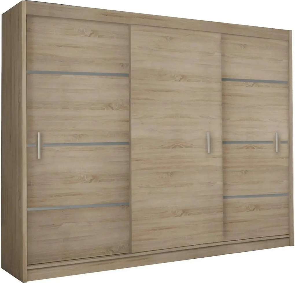 Dressing MERINA 250, stejar sonoma/gri, DTD laminat, cu 3 usi, 250x60x
