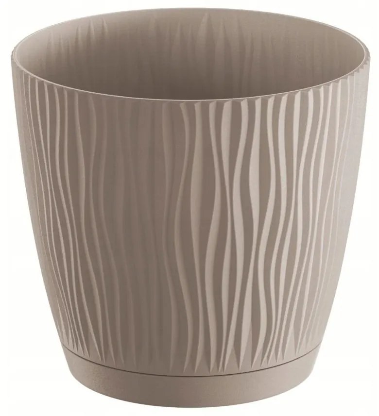 Ghiveci decorativ de flori, rotund, cafeniu, 3.3 L, 18.8x17.5 cm, Sandy P