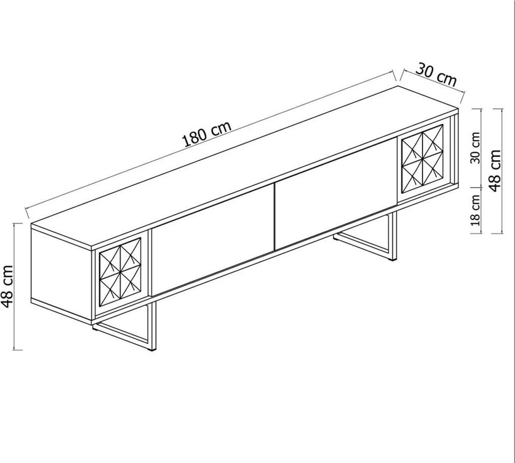 Comoda TV, Hanah Home, Gold Line, 180x30x48 cm, Alb/Auriu