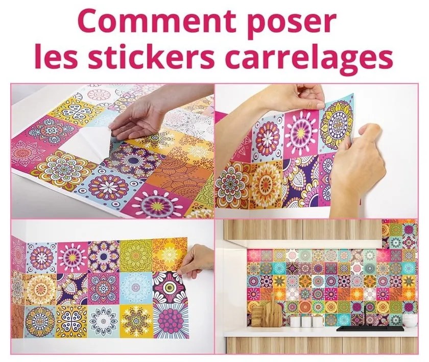 Set 60 autocolante perete Ambiance Fernando, 15 x 15 cm