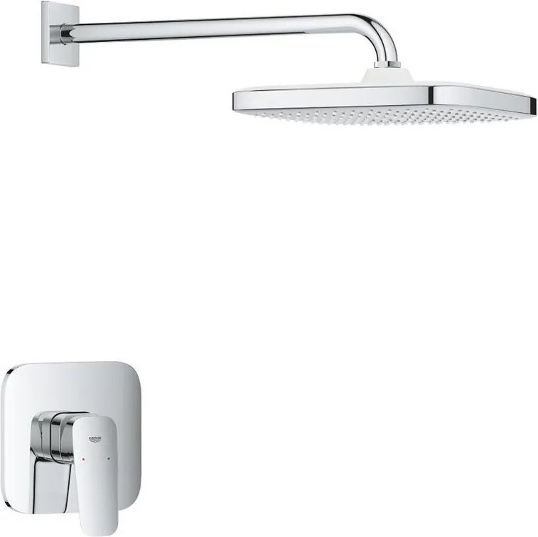 Sistem de dus incastrat Grohe Cubeo Tempesta cu palarie 1 functie fara corp ingropat finisaj crom lucios