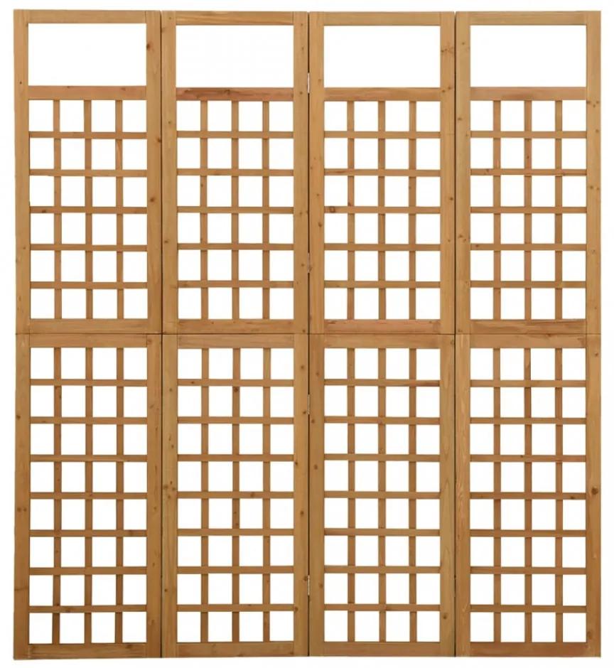 Separator cameră cu 4 panouri, 161x180 cm, nuiele lemn brad
