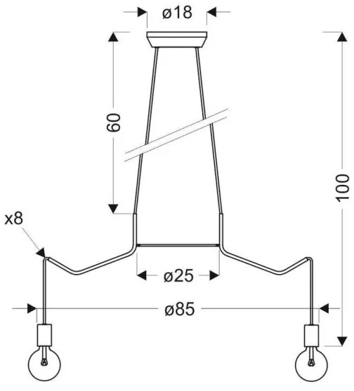 Lustră pe cablu BASSO 8xE27/40W/230V albă