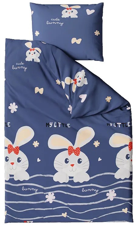 Lenjerie de pat pentru copii Culoare gri inchis, CUTE BUNNY