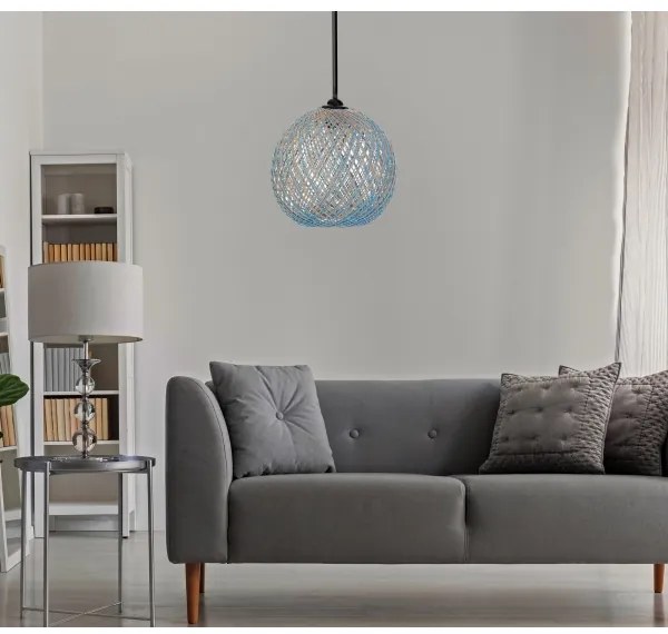 Lustră pe cablu JUTE 1xE27/60W/230V albastră