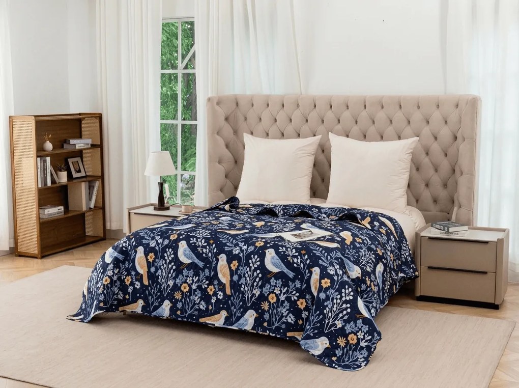 Cuvertura de pat DENIM BIRDS, albastru Dimensiune: 170 x 210 cm