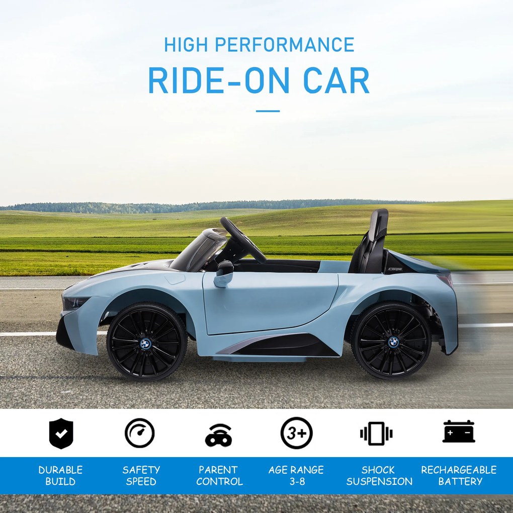 Licensed BMW I8 Coupe Masina Electrica HOMCOM telecomanda MP3 baterie pentru 3-8 ani | Aosom Romania